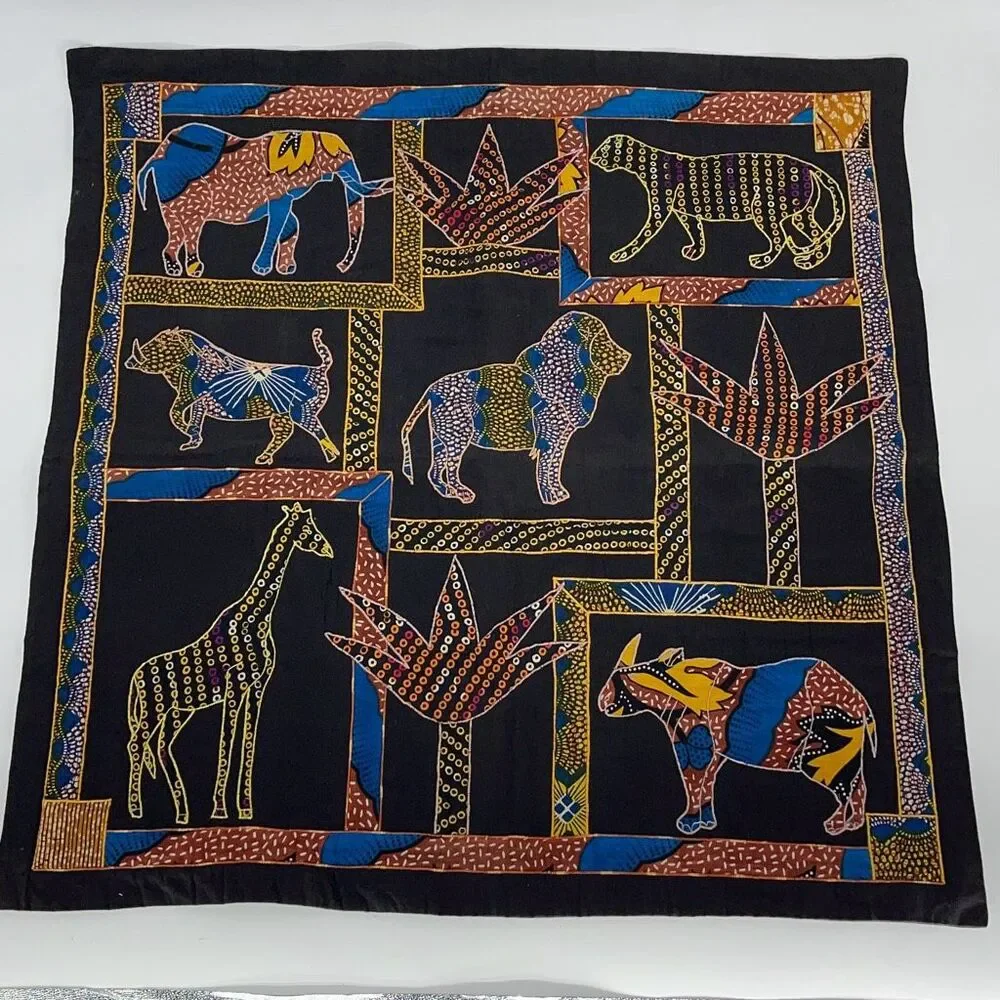 Animal Print Pillow Cover Case Blanket Black Gold Cotton Size‎ 33”x33”